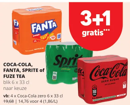 Promotie: Coca-Cola, Fanta, Sprite of Fuze Tea
