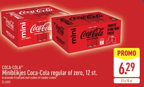 Promotie: Miniblikjes Coca-Cola regular of zero