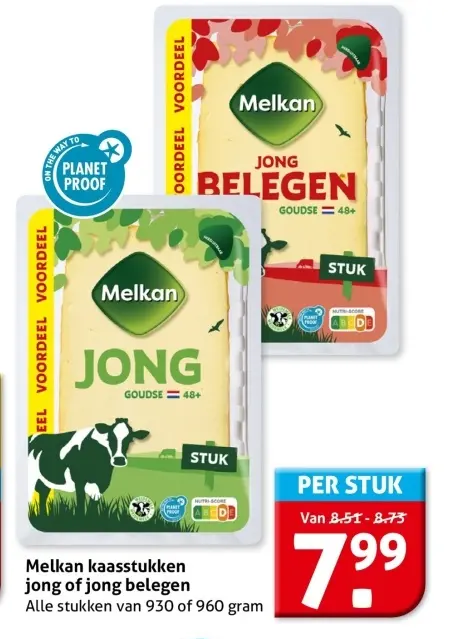 Aanbieding: Melkan kaasstukken jong of jong belegen