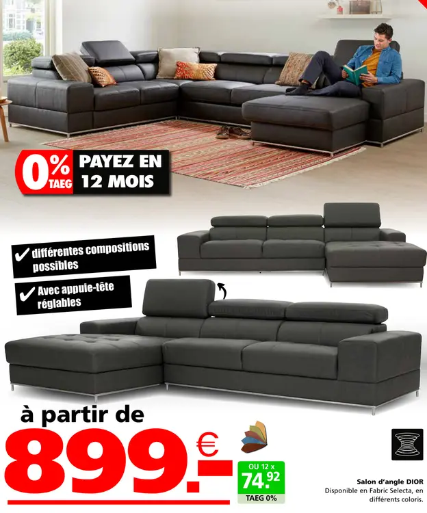 Offre: Salon d'angle DIOR