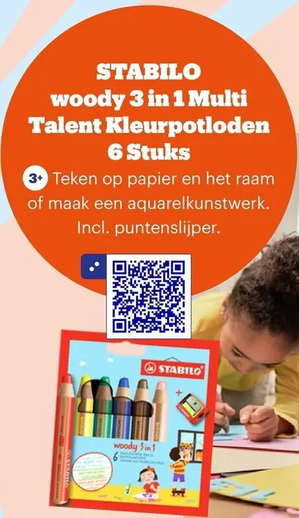 Promotie: Woody 3 in 1 Multi Talent Kleurpotloden 6 Stuks