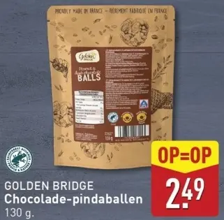 Aanbieding: GOLDEN BRIDGE Chocolade-pindaballen