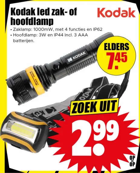 Aanbieding: Kodak led zak- of hoofdlamp