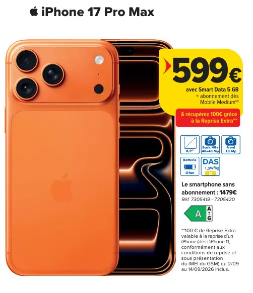 Offre: iPhone 17 Pro Max
