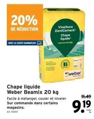 Offre: Chape liquide Weber Beamix