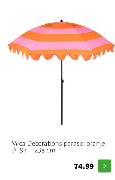 Aanbieding: Mica Decorations Parasol oranje