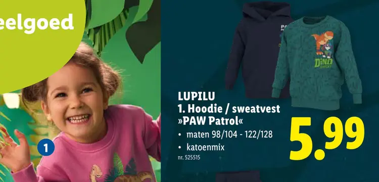 Promotie: Hoodie / sweatvest "PAW Patrol"