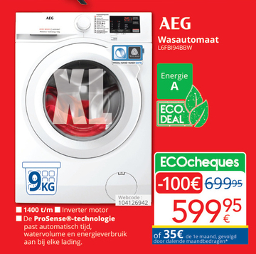 Aanbieding: AEG Wasautomaat L6FB194BBW