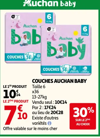 Promotie: Couches Auchan Baby