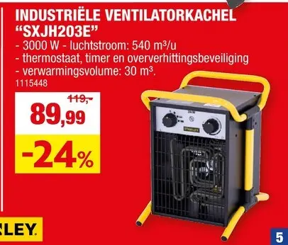 Promotie: Stanley Industrial elektrische ventilatorkachel 3000W