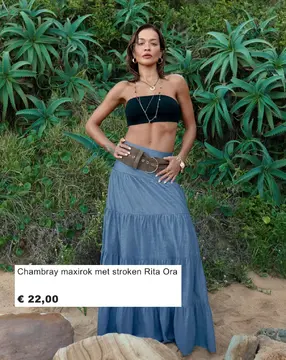 Aanbieding: Chambray maxirok met stroken Rita Ora