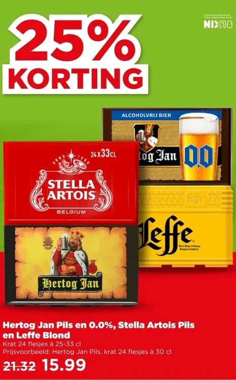 Aanbieding: Hertog Jan Pils en 0.0%, Stella Artois Pils en Leffe Blond