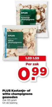 Aanbieding: PLUS Kastanje- of witte champignons gesneden