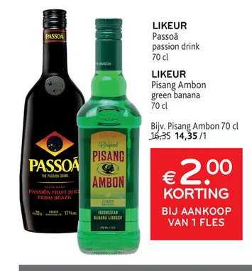 Promotie: Passoā passion drink Pisang Ambon green banana