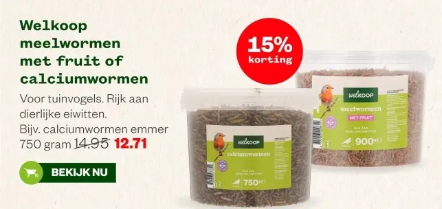 Aanbieding: Welkoop meelwormen met fruit of calciumwormen
