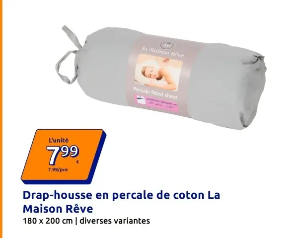 Offre: Drap-housse en percale de coton