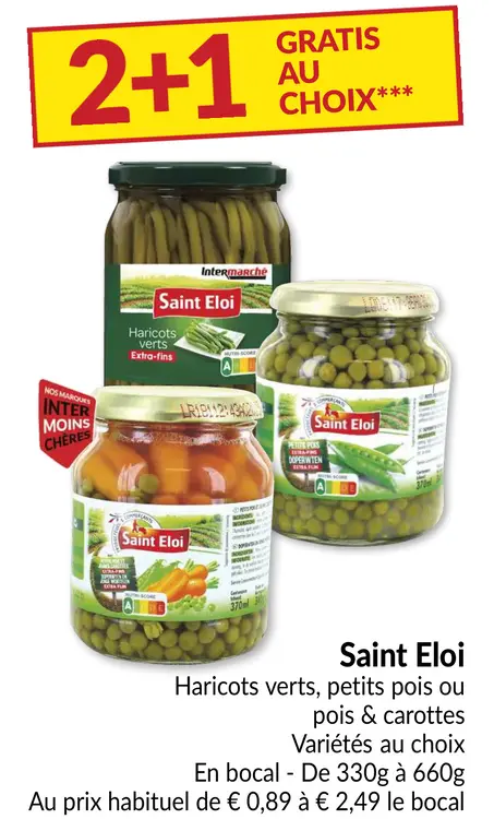 Offre: Haricots verts, petits pois ou pois & carottes
