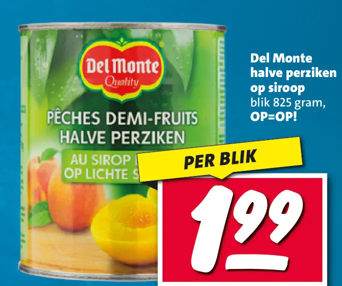 Aanbieding: halve perziken op siroop