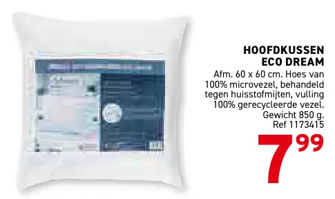 Promotie: Hoofdkussen eco dream
