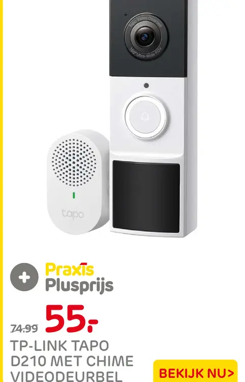 Aanbieding: Tp-link Tapo d210 met chime videodeurbel