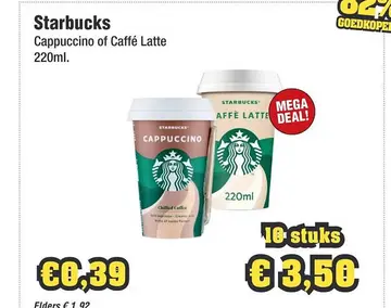 Aanbieding: Starbucks Cappuccino of Caffé Latte