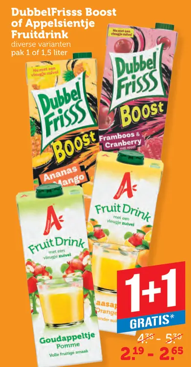 Aanbieding: DubbelFrisss Boost of Appelsientje Fruitdrink