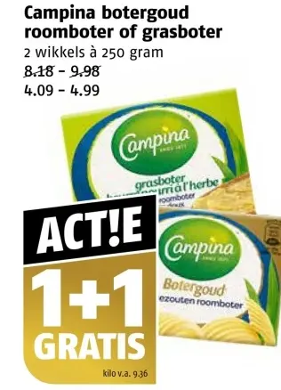 Aanbieding: botergoud roomboter of grasboter