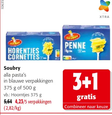 Promotie: Soubry alla pasta's in blauwe verpakkingen