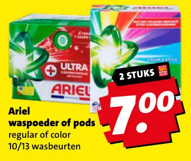 Aanbieding: Ariel waspoeder of pods