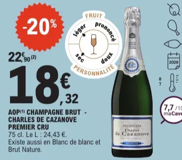 Promotie: Champagne brut - CHARLES DE CAZANOVE premier 
