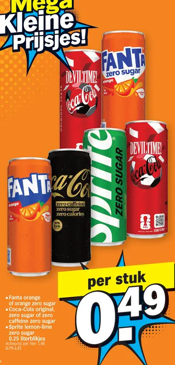 Promotie: Fanta orange of orange zero sugar, Coca-Cola 