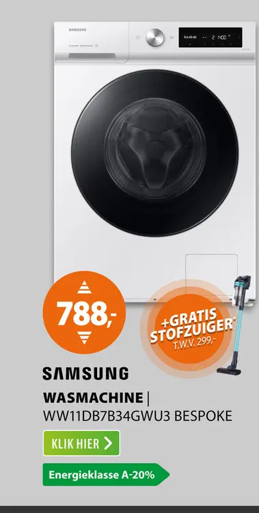 Aanbieding: Samsung BESPOKE SuperSpeed 7000-serie WW11DB7B34GW