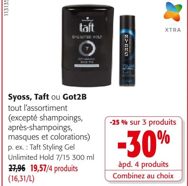 Offre: Syoss, Taft ou Got2B tout l'assortiment
