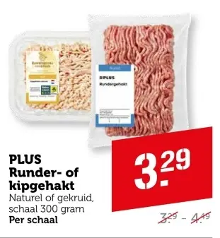 Aanbieding: PLUS Runder- of kipgehakt