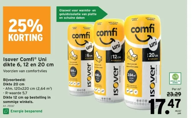 Promotie: Isover Comfi® Uni dikte 6, 12 en 20 cm