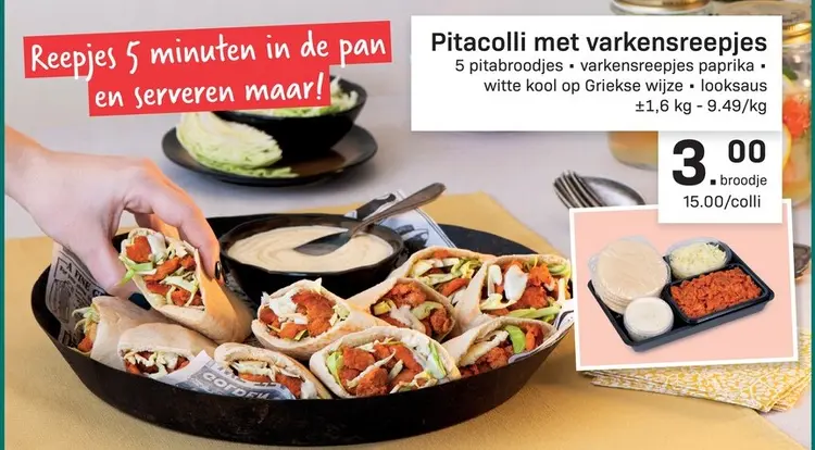 Promotie: Pitacolli met varkensreepjes