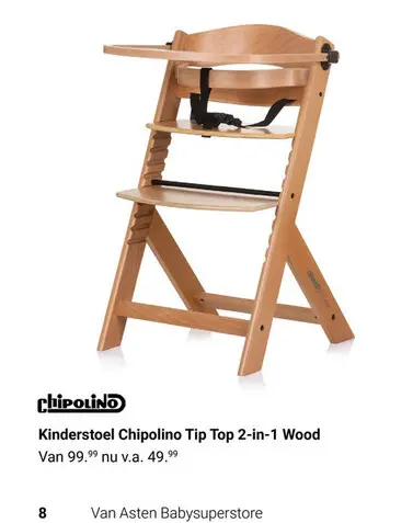 Aanbieding: Kinderstoel Chipolino Tip Top 2-in-1 Wood