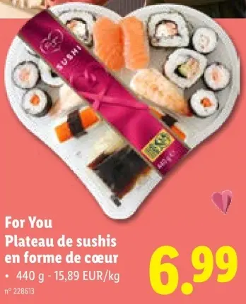 Offre: Plateau de sushis en forme de cœur