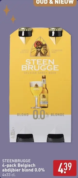 Aanbieding: STEENBRUGGE 4-pack Belgisch abdijbier blond 0.0%