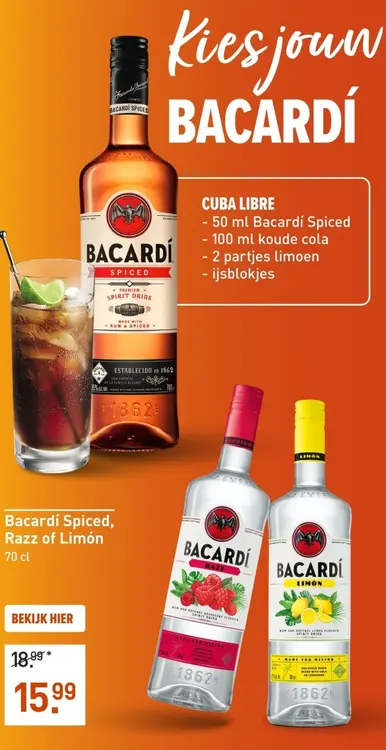 Aanbieding: Bacardí Spiced, Razz of Limón
