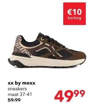 Aanbieding: XX By Mexx dames sneakers met dierenprint bruin zwart