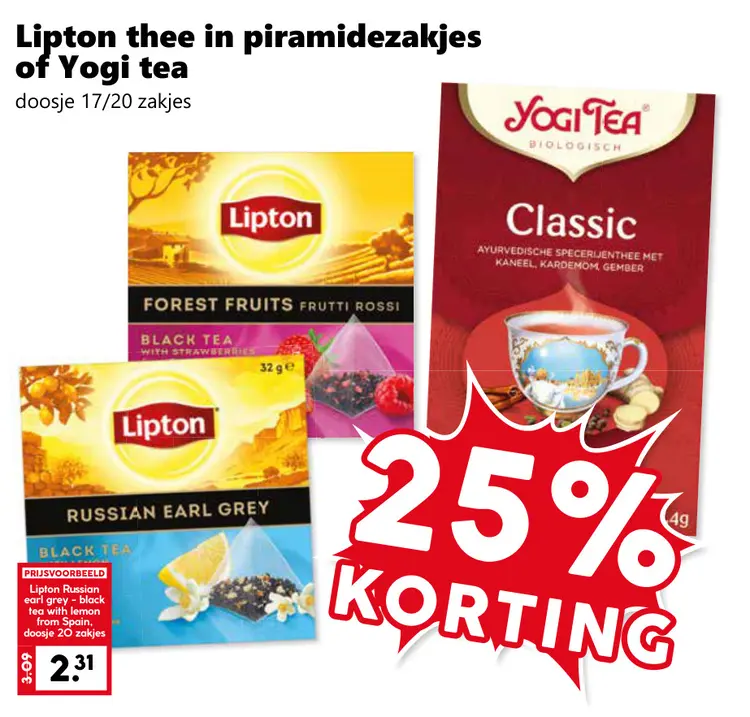 Aanbieding: Thee in piramidezakjes of Yogi tea