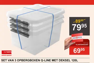 Aanbieding: Set van 3 opbergboxen q-line met deksel