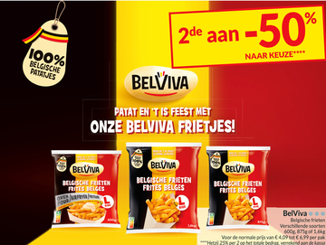 Aanbieding: BelViva Belgische frieten 2de aan -50% NAAR KEUZE