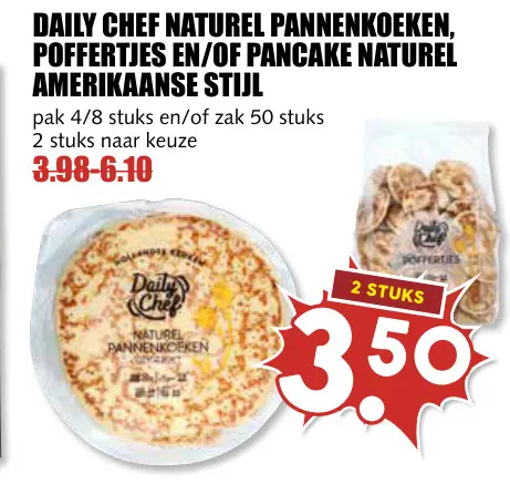 Aanbieding: Pannenkoeken, poffertjes en/of pancake naturel Amerikaanse stijl