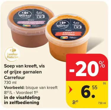 Promotie: Soep van kreeft, vis of grijze garnalen