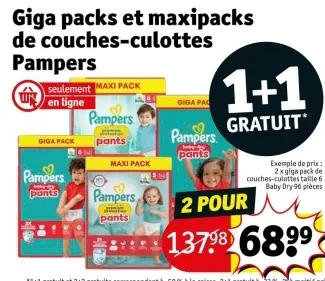 Offre: Giga packs et maxipacks de couches-culottes