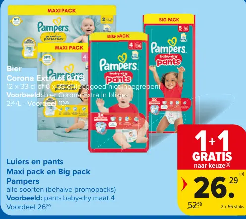 Promotie: Luiers en pants Maxi pack en Big pack