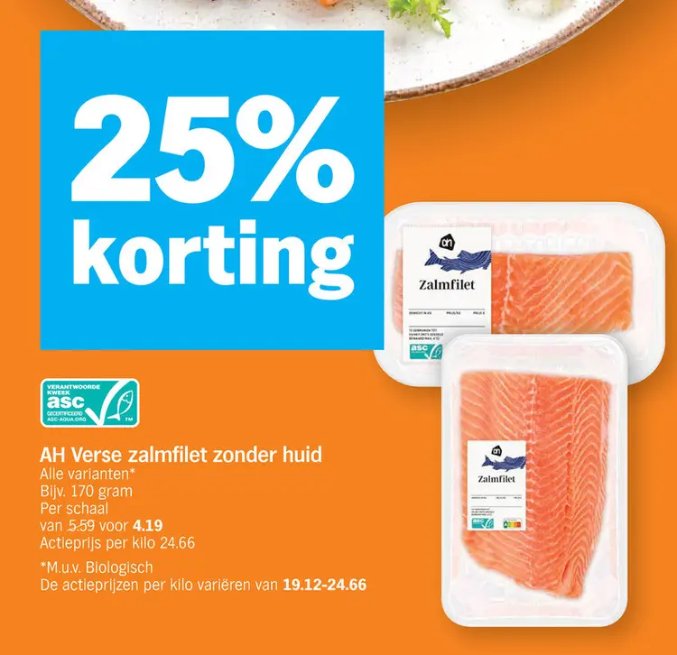 Promotie: Verse zalmfilet zonder huid