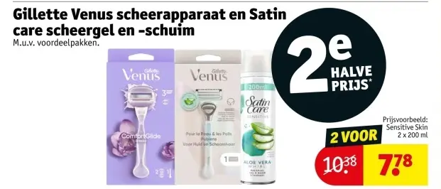 Aanbieding: scheerapparaat en Satin care scheergel en -schuim